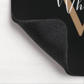 Elegante Zwarte Gouden Monogram Script Naam Muisma Muismat (Hoek)