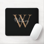 Elegante Zwarte Gouden Monogram Script Naam Muisma Muismat (Met muis)