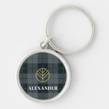 Elegante zwarte gouden monogram tartan ruit