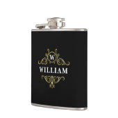 Elegante zwarte gouden monogramfles heupfles (Links)