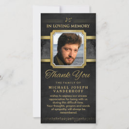 Elegante Zwarte Gouden Muzieknoten Herdenkings Dan Bedankkaart