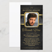 Elegante Zwarte Gouden Muzieknoten Herdenkings Dan Bedankkaart (Voorkant / Achterkant)