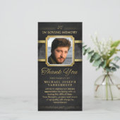 Elegante Zwarte Gouden Muzieknoten Herdenkings Dan Bedankkaart (Staand voorkant)