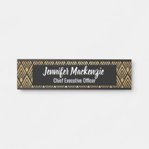 Elegante Zwarte Gouden Naambord Art Deco Deur Bord Deurbordje