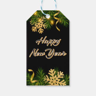 Elegante Zwarte & Gouden Nieuwjaars Cadeaukaartjes Cadeaulabel
