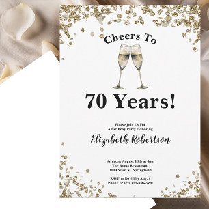 Elegante Zwarte Gouden Proost op 70 Jaar Verjaarda Kaart