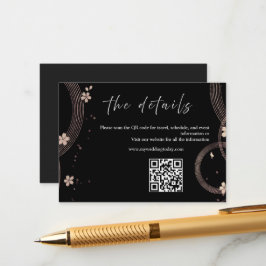 Elegante zwarte & gouden QR Details Card  Informatiekaartje