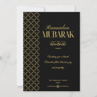 Elegante Zwarte & Gouden Ramadan Mubarak Kaart Per