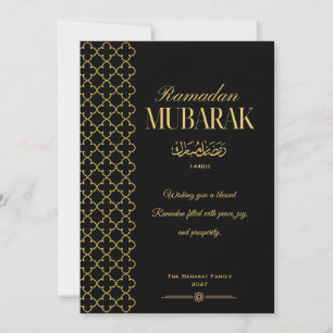 Elegante Zwarte & Gouden Ramadan Mubarak Kaart Per