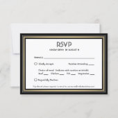Elegante Zwarte & Gouden Rand en Maaltijd Opties RSVP Kaartje (Voorkant)
