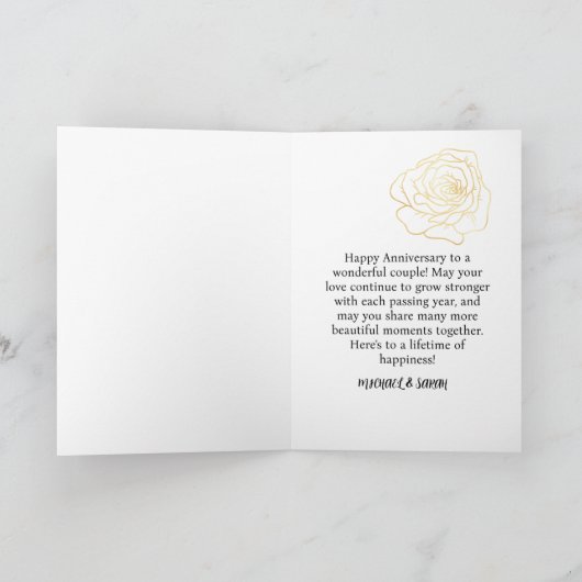 Elegante Zwarte Gouden Rozen 40ste Huwelijksjubile Kaart (Binnen)