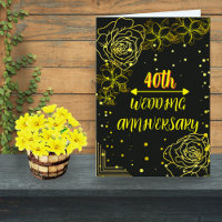 Elegante Zwarte Gouden Rozen 40ste Huwelijksjubile