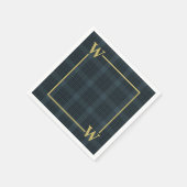 Elegante zwarte gouden ruitvormig monogram servet (Hoek)