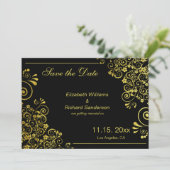 Elegante Zwarte Gouden Save the Date Huwelijk (Staand voorkant)