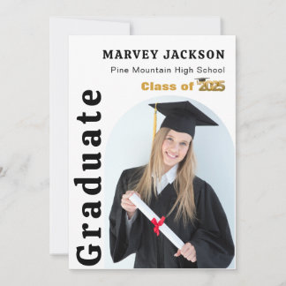 Elegante Zwarte Gouden Script 4 Foto Geslaagd Kaart