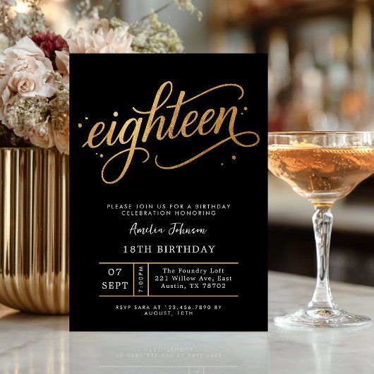 Elegante zwarte & gouden script achttiende 18e ver kaart