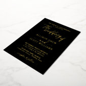Elegante zwarte gouden script bruiloft folie uitno uitnodiging (Gedraaid)