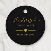 Elegante Zwarte Gouden Script Chocolatier Qr Code Bedankjes Labels (Achterkant)