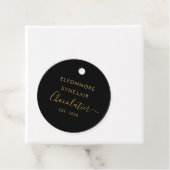 Elegante Zwarte Gouden Script Chocolatier Qr Code Bedankjes Labels (In situ)