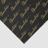 Elegante Zwarte Gouden Script Chocolatier Qr Code Tissuepapier (Detail)