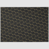 Elegante Zwarte Gouden Script Chocolatier Qr Code Tissuepapier (Voorkant)