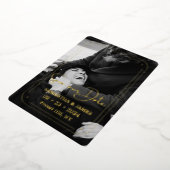 Elegante Zwarte Gouden Script Foto Save the Date Folie Uitnodiging (Gedraaid)