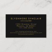 Elegante Zwarte Gouden Script Logo Chocolatier Visitekaartje (Achterkant)