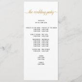 Elegante zwarte gouden script minimale huwelijksce programmakaart (Achterkant)