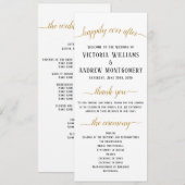 Elegante zwarte gouden script minimale huwelijksce programmakaart (Voorkant / Achterkant)