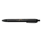 Elegante Zwarte Gouden Script Monogram Beginletter Inkt Pen (Bodem)