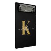 Elegante Zwarte Gouden Script Monogram Mini Klembord (Schuin)
