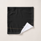 Elegante Zwarte Gouden Script Monogram Typografie Bad Handdoek (Wasdoekje)