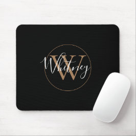 Elegante Zwarte Gouden Script Naam Monogram Muisma Muismat