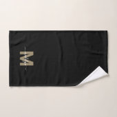 Elegante zwarte gouden script naammonogram handdoek (Handdoek)