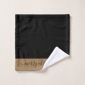 Elegante zwarte gouden script Prettig kerstfeest Bad Handdoek (Wasdoekje)