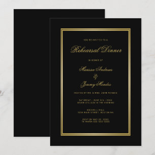 Elegante zwarte gouden script proef diner kaart