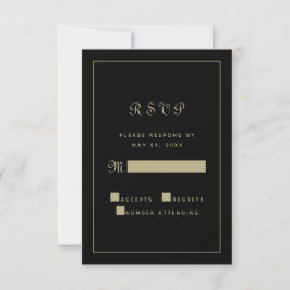 Elegante Zwarte Gouden Script Trouw Chic Enclosure RSVP Kaartje