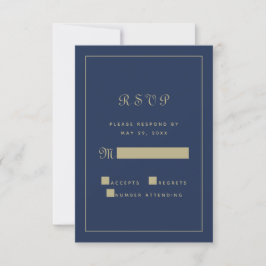 Elegante Zwarte Gouden Script Trouw Chique Enclosu RSVP Kaartje