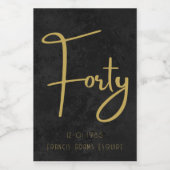 Elegante zwarte & gouden script Veertig moderne ve Wijn Etiket (Enkel label)
