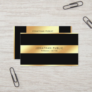 Elegante zwarte & gouden sjabloon professioneel mo visitekaartje