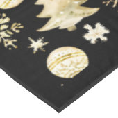 Elegante zwarte gouden sneeuwvlokken kerstboom bal tafelkleed (Gekanteld)