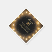 Elegante zwarte & gouden Sparkle papieren servette Servet (Hoek)
