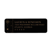 Elegante Zwarte Gouden Sterren Etiket (Voorkant)