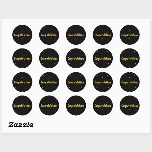 Elegante zwarte & gouden sticker met felicitatie r (Vel)