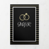 Elegante zwarte gouden strepen Folie bruiloft Drieluik Uitnodiging (Cover)