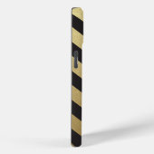 Elegante Zwarte Gouden Strepen Monogram Case-Mate iPhone Case (Achterkant / Rechts)