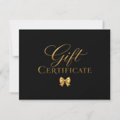 Elegante zwarte gouden strik cadeaubon (Voorkant)