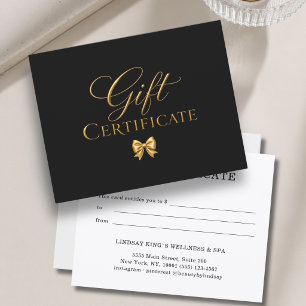 Elegante zwarte gouden strik cadeaubon