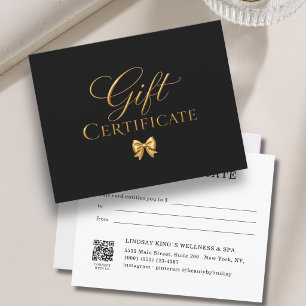 Elegante zwarte gouden strik cadeaubon