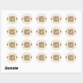 Elegante zwarte & gouden trouw-QR-code Ronde Sticker (Vel)